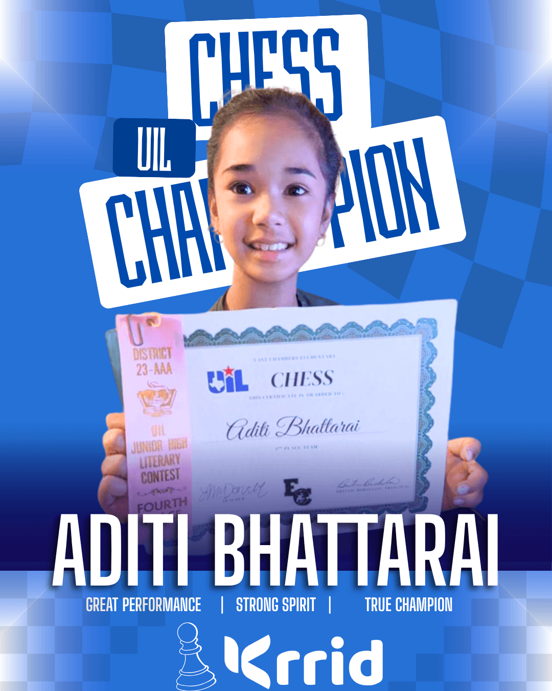 Aditi, Krrid Academy student